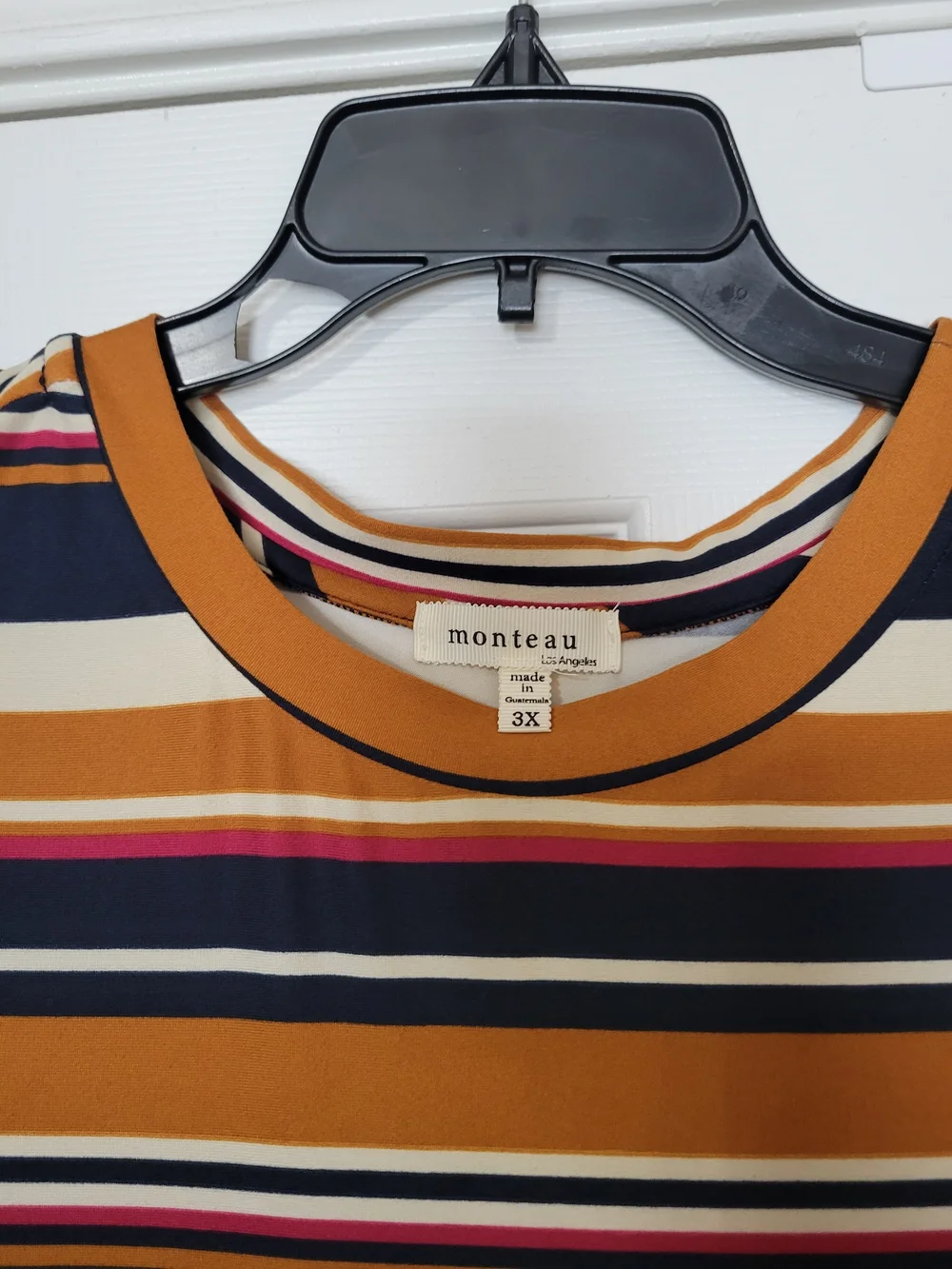 Monteau Striped Midi Dress in Navy, Mustard & Cream